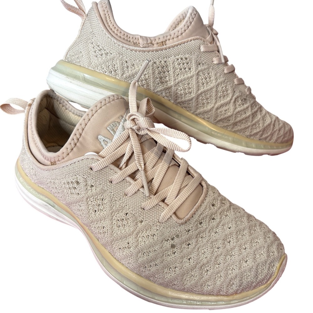 APL Womens TechLoom Phantom Rose Dust Beige Knit Running Shoes Sz‎ 7 Walk Comfy